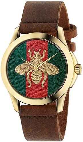 Gucci G-Timelss Analog ETA Quartz Brown Leather unisex-adult Watch(Model:YA126451